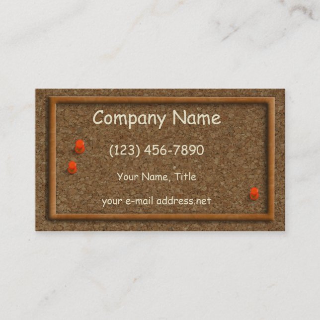 Modern Cork Board wood frame Business Card (Front)