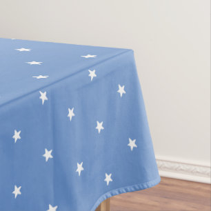 Modern cornflower blue white stars pattern holiday tablecloth