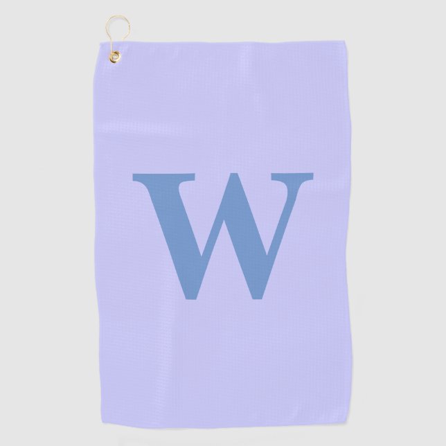 Modern Cornflower Initial Letter | Periwinkle Blue Golf Towel (Front)