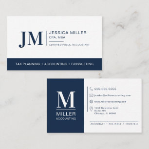 Modern Corporate Accountant Elegant Monogram Brand Business Card