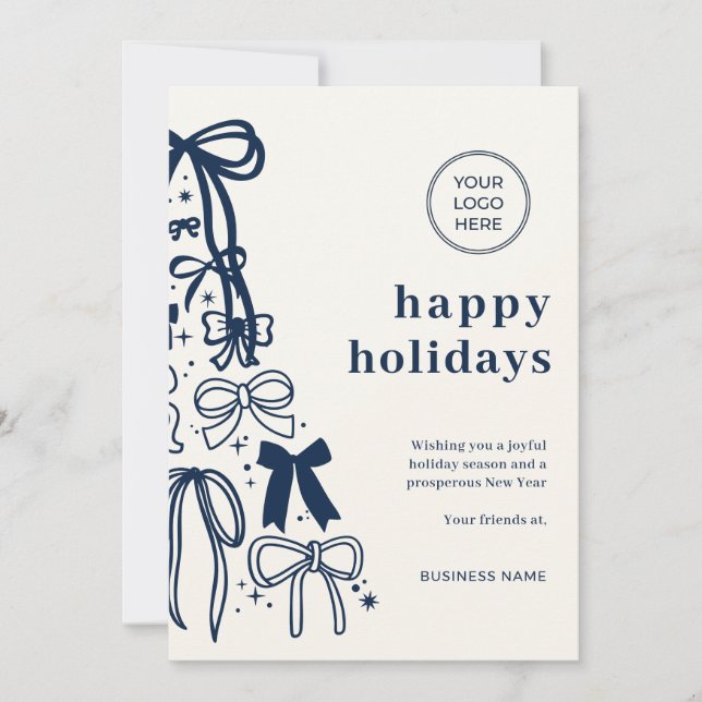 Modern Corporate Blue Christmas Holiday Card (Front)