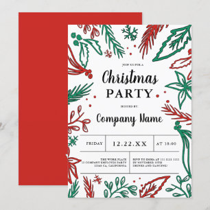 Modern corporate bold red green Christmas party Invitation