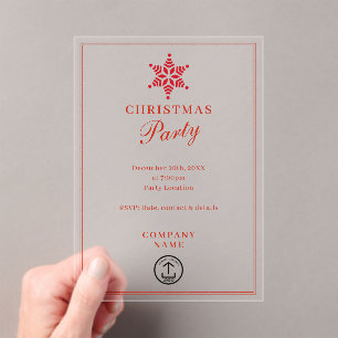 Modern Corporate Business Christmas Party  Acrylic Invitations