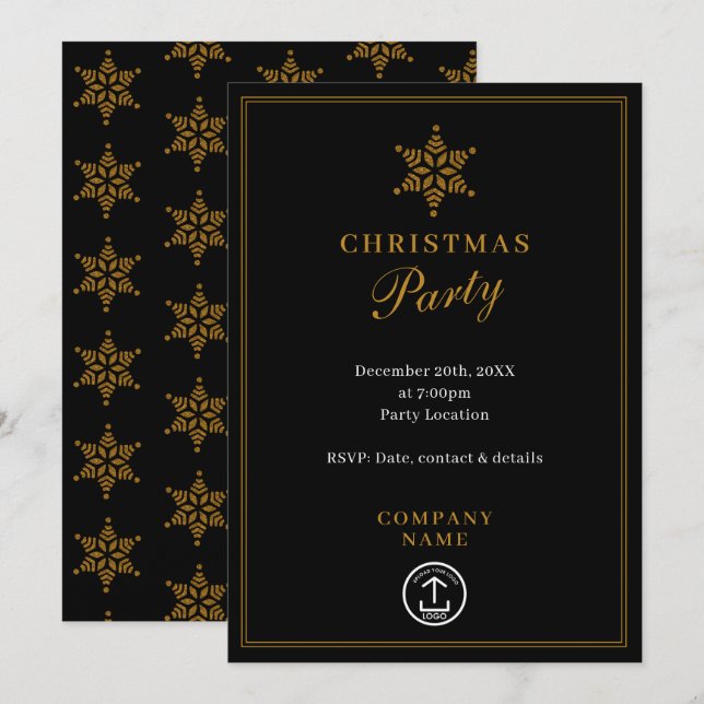 Modern Corporate Business Christmas Party Gold Invitation (Front/Back)