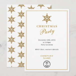 Modern Corporate Business Christmas Party Gold Invitation