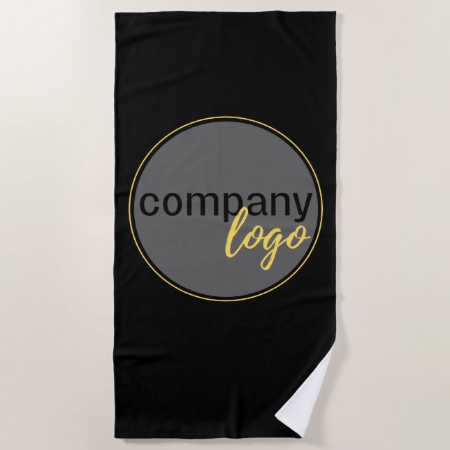 MODERN CORPORATE BUSINESS COMPANY OWN LOGO BLACK BEACH TOWEL (Front)