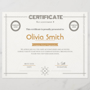 Modern Corporate Certificate of Achievement with L