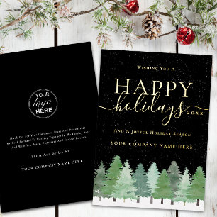 Modern Corporate Christmas Business Logo Gold Foil Holiday Card
