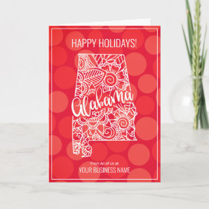 Modern Corporate Christmas Red Dot Mandala Alabama Holiday Card