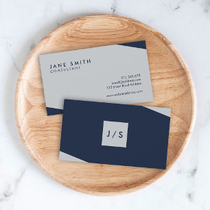 Modern Corporate Dark Blue and Light Grey Business Card