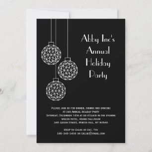 Modern Corporate Holiday Party Black Invitation