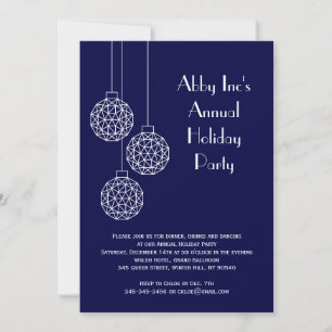 Modern Corporate Holiday Party Blue Invitation