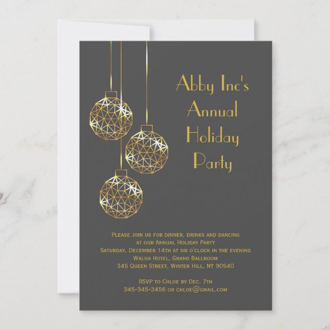 Modern Corporate Holiday Party Invitation - grey (Front)