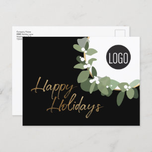 Modern Corporate Logo Happy Holidays No photo Holiday Postcard