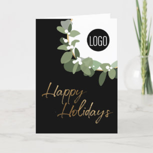 Modern Corporate Logo Happy Holidays vertical Holi Holiday Card