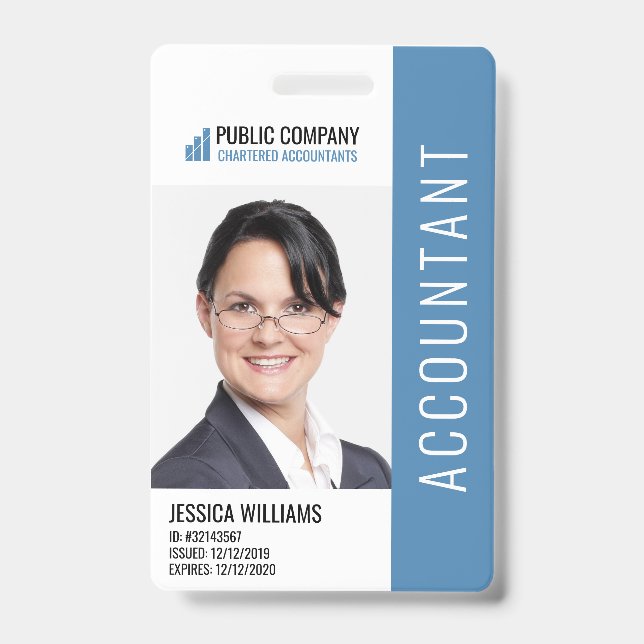 Modern Corporate Logo Photo Employee ID Badge (Front)