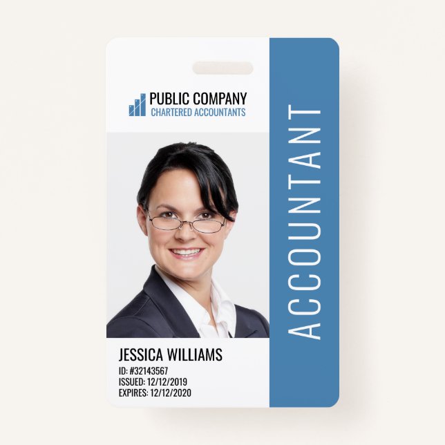 Modern Corporate Logo Photo Employee ID Badge (Front)