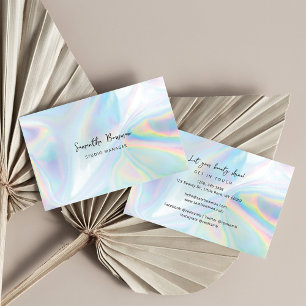 Modern Corporate Manager Script Holographic Business Card
