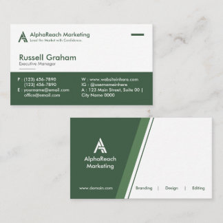 Modern Corporate Marketing Agents Green White  Business Card