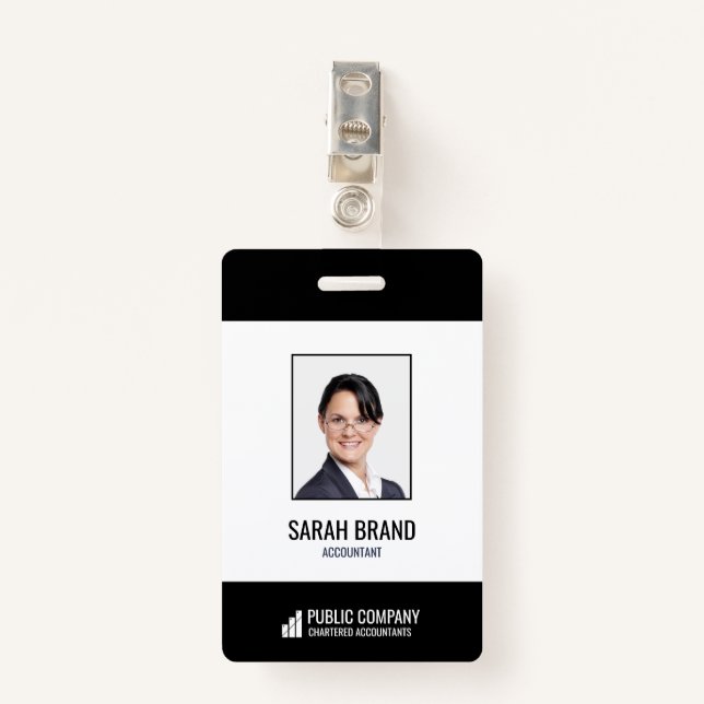 Modern Corporate Staff Employee Business ID Badge (Front with Clip)