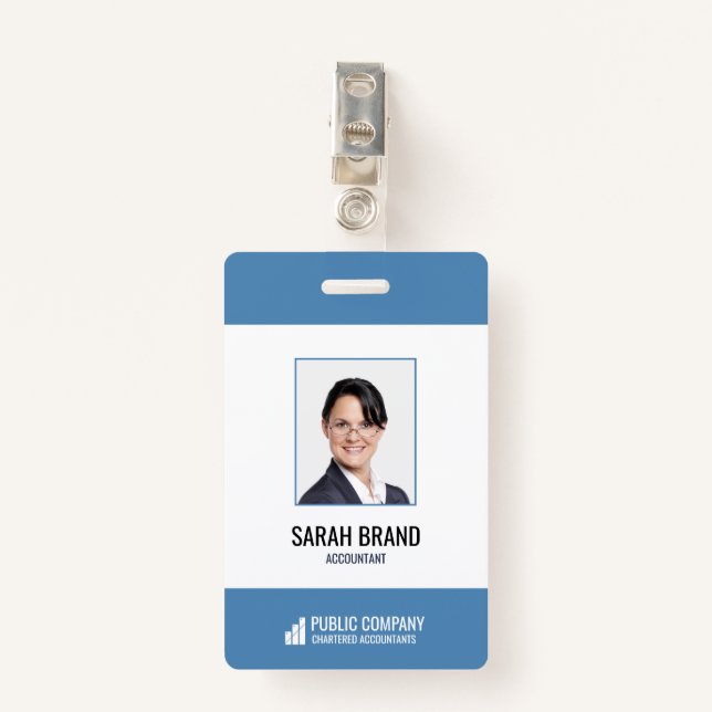 Modern Corporate Staff Employee Business ID Badge (Front with Clip)