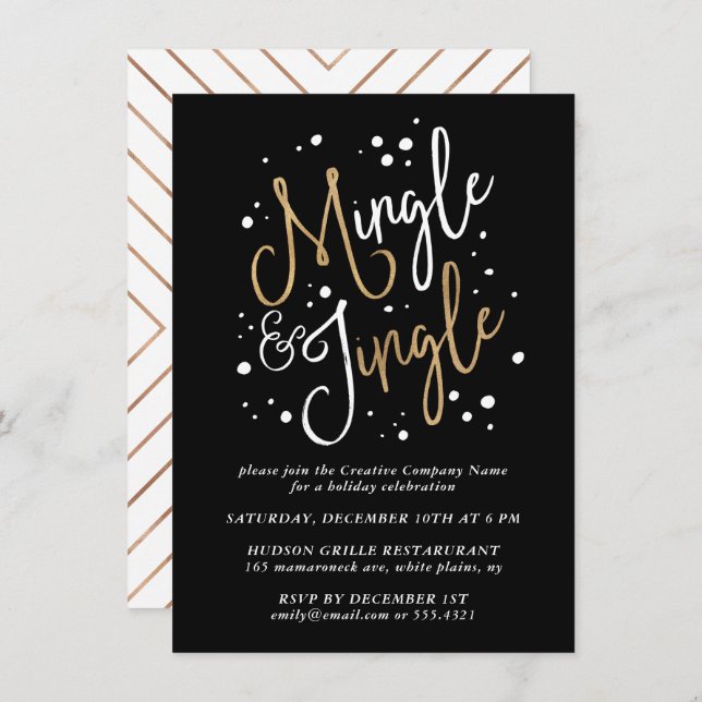 Modern Corportate Mingle & Jingle Holiday Party Invitation (Front/Back)