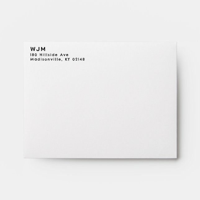 Modern Correspondence Return Address Mailing Envelope (Front)