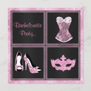 MODERN Corset pink custom BACHELORETTE PARTY Invitation
