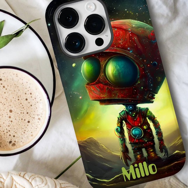 Modern Cosmic Alien Nebula Voyage, Monogrammed Case-Mate iPhone Case (Creator Uploaded)