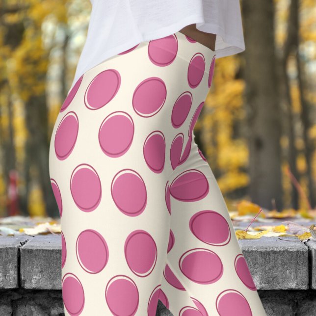 Modern Cosmic Latte White Polka Dot Pattern Leggings (Polka Dot on Cosmic Latte White Leggings)