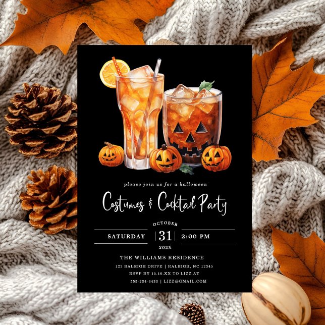 Modern Costumes & Cocktail Halloween Party Invitation (Creator Uploaded)
