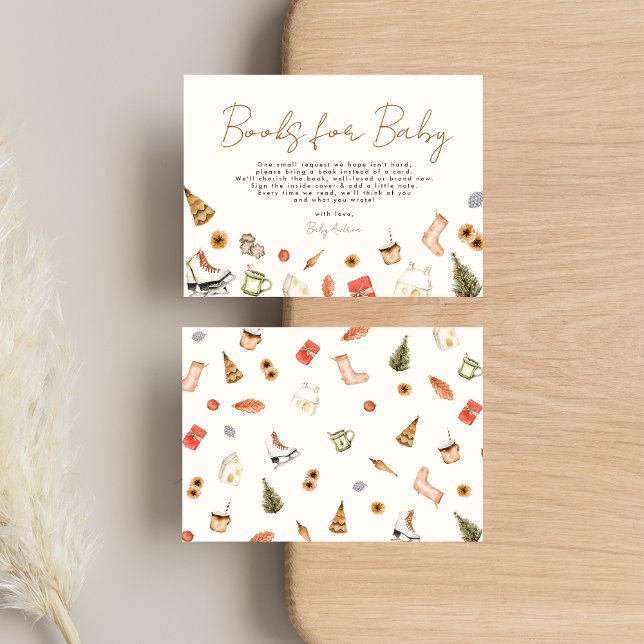 Modern Cosy Christmas Baby Shower Books for Baby Enclosure Card (Creator Uploaded)