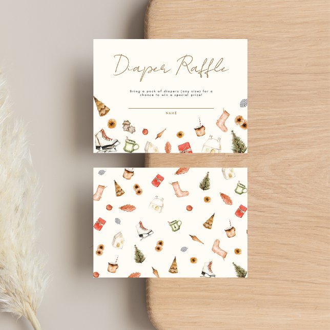 Modern Cosy Christmas Baby Shower Diaper Raffle Enclosure Card (Creator Uploaded)