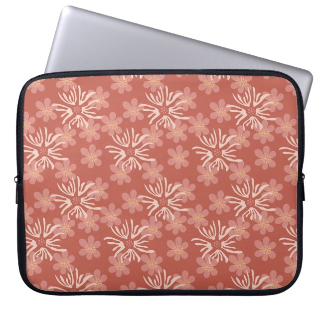 Modern Cottage Floral – Soft Terracotta Palette Laptop Sleeve (Front)