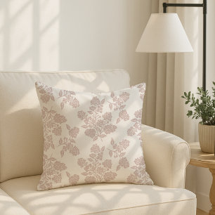 Modern Cottage style, dusty pink floral  Cushion