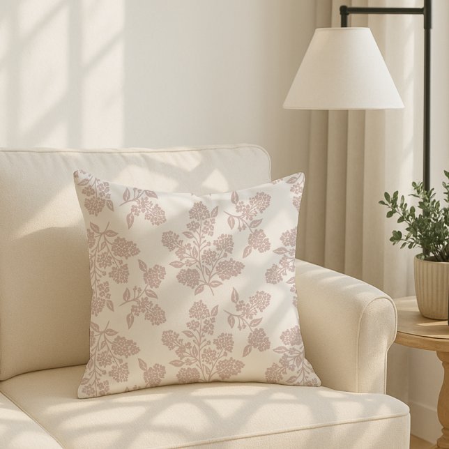 Modern Cottage style, dusty pink floral  Cushion (Creator Uploaded)
