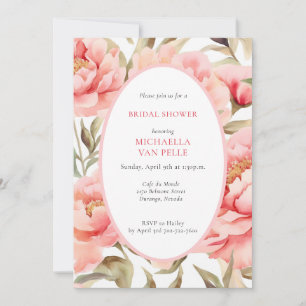 Modern Cottagecore Blush Bridal Shower w/ QR Code Invitation