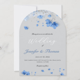 Modern Cottagecore Soft Blue Wildflowers Wedding Invitation