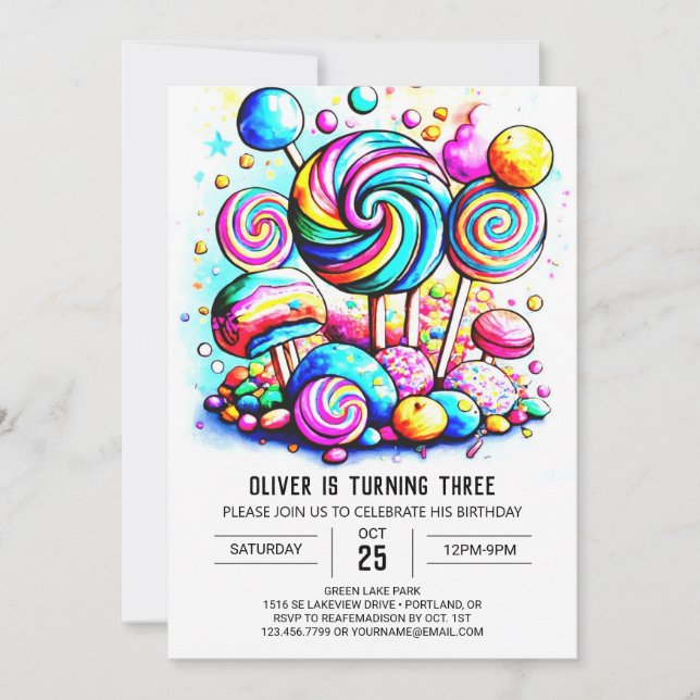 Modern Cotton Candy Editable Birthday Invitation (Front)
