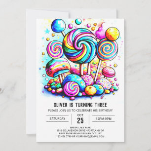 Modern Cotton Candy Editable Birthday Invitation