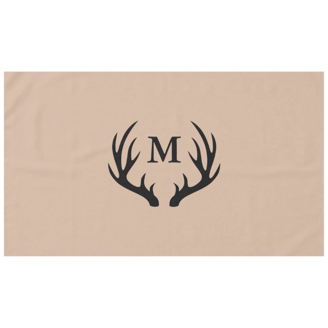 Modern Country Black Deer Antlers & Taupe Tablecloth (Front (Horizontal))