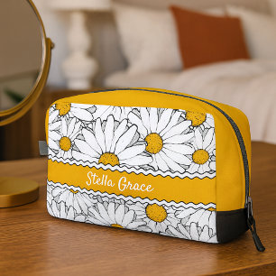 Modern Country Cottage Daisy Floral Art Pattern Dopp Kit