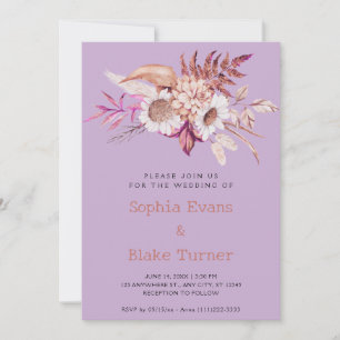 Modern Country Floral Botanical Purple Wedding Invitation