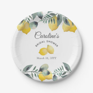 Modern Country Lemons Boho Greenery Bridal Shower Paper Plate