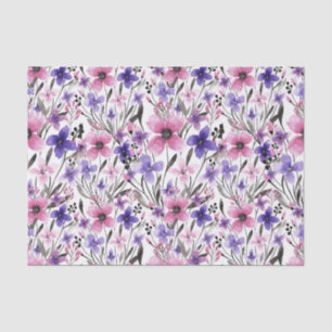 Modern Country Pink Purple Floral Watercolor Tissue Paper