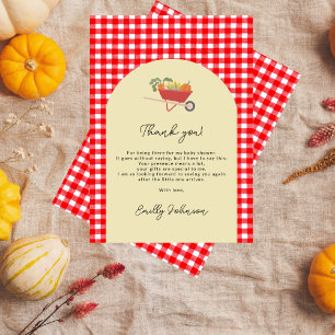 Modern Country Rustic Red Gingham Baby Shower Thank You Card