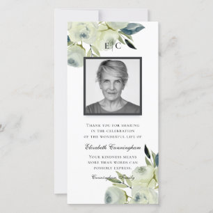 Modern Country Rustic Watercolor Floral Memorial Thank You Card