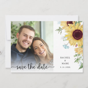 Modern Country Sunflower Floral Wedding  Save The Date