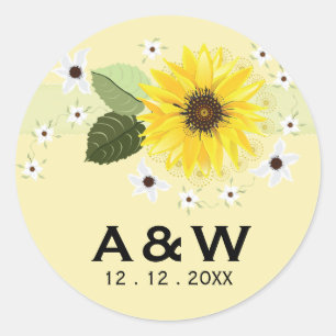 Modern Country Sunflower Floral Wedding Seal