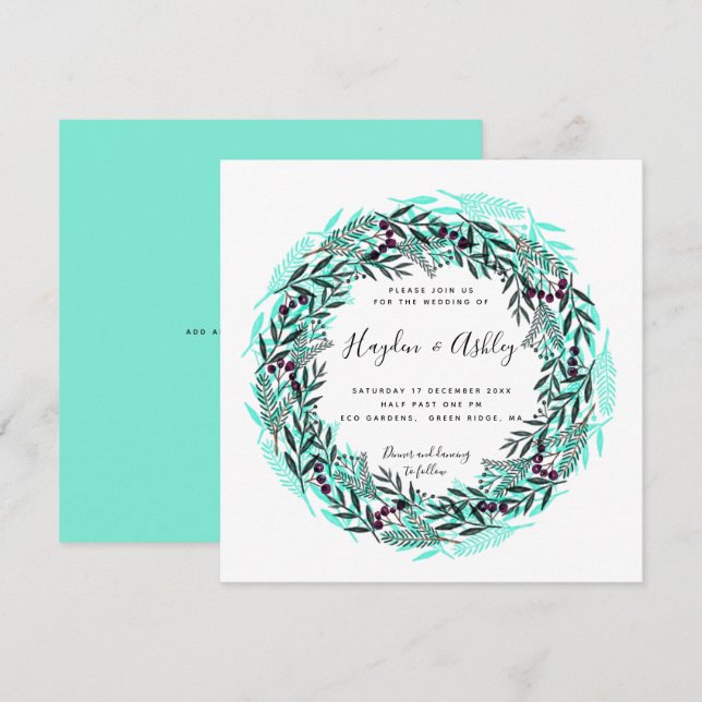Modern country watercolour holiday Wedding Invitation (Front/Back)